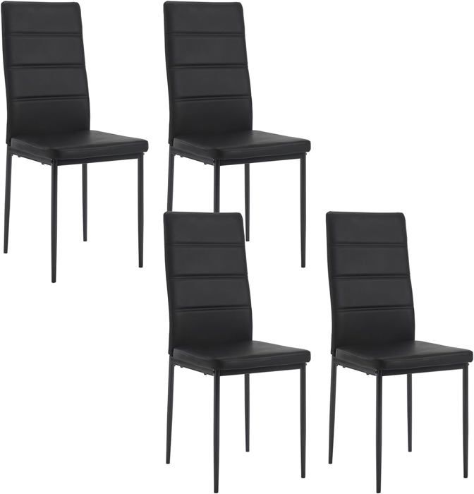 WOLTU Chaise Salle à Manger Lot de 4 Chaise Cuisine en Similicuir avec Dossier Haut Pieds en Métal Noir W0ATT0399-4 WOLTU Chaise Salle à Manger Lot de 4 Chaise Cuisine en Similicuir avec Dossier Haut Pieds en Métal Noir W0ATT0399-4